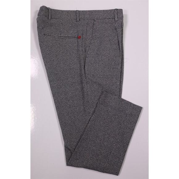 Manuel Ritz Blue/White Knit Woven Cotton Slim Fit Pleated Dress Pants 33x27 - Picture 1 of 9